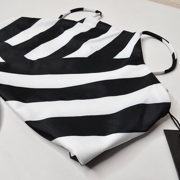 Tavik Size XS Black And White Stripe Cabana Ryan Sport Bikini Top Swim High Neck - Picture 3 of 6